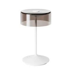 Numotion LED genopladelig bordlampe, hvid, glas, IP54, dæmpbar