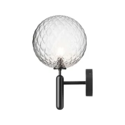 Nuura udendørs væglampe Miira, Ø 20 cm, sort/klar