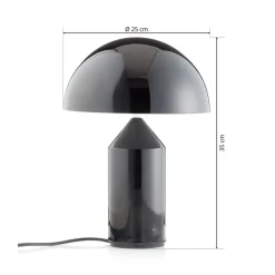 Oluce Atollo bordlampe, aluminium, Ø 25 cm, sort