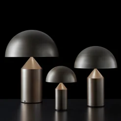 Oluce Atollo bordlampe, dæmpbar, Ø38cm, bronze