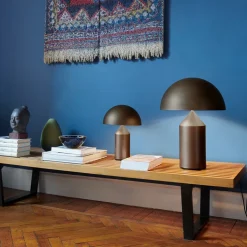 Oluce Atollo bordlampe, dæmpbar, Ø38cm, bronze