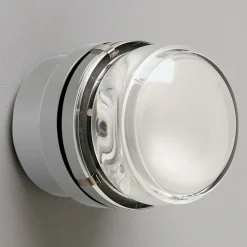 Oluce Fresnel - Væglampe med glaslinse IP44, grå