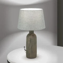 Orchid bordlampe, brun/grå, højde 53,5 cm, keramik/lin