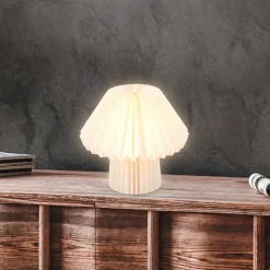 Origami bordlampe af hvidt papir, 27x26cm