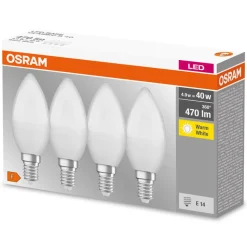 OSRAM Base Retro LED-kerte E14 4,9 W 4 stk 2.700 K