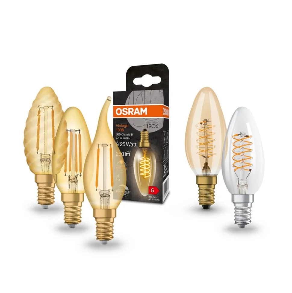 OSRAM filament kertepære Vintage 1906, E14 Filament 4W 824 gold