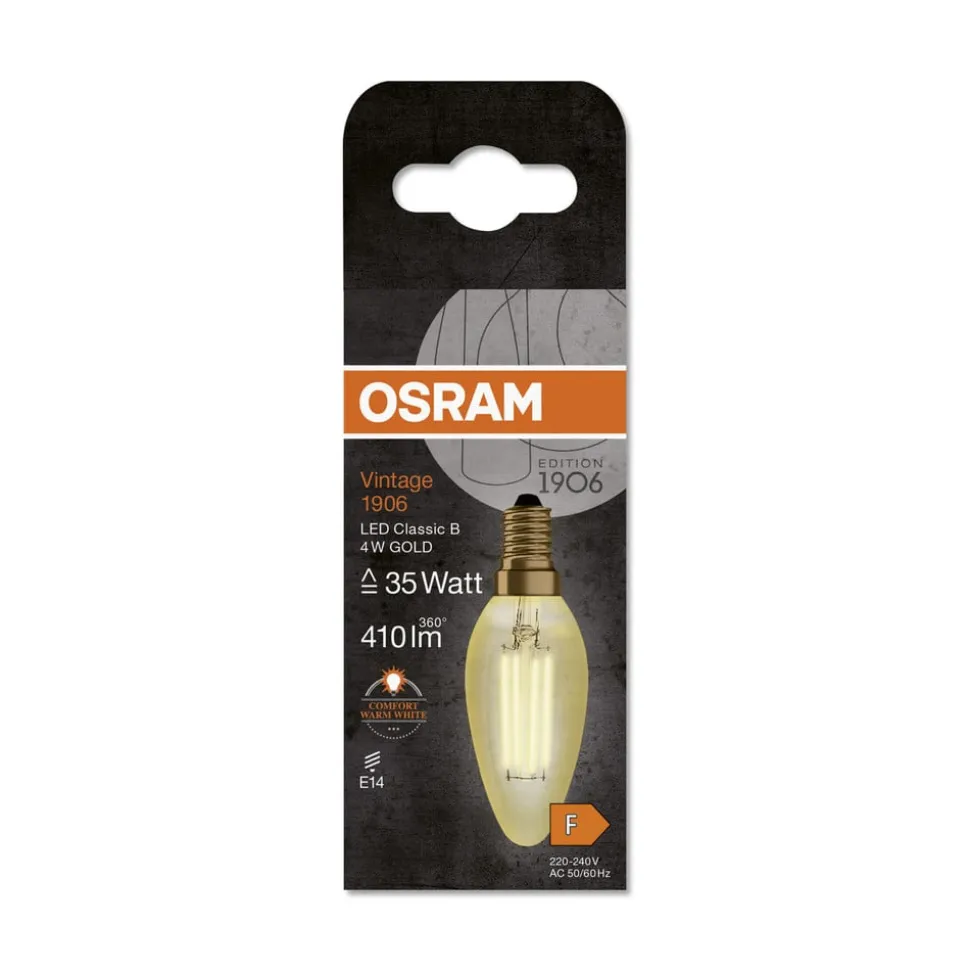 OSRAM filament kertepære Vintage 1906, E14 Filament 4W 824 gold