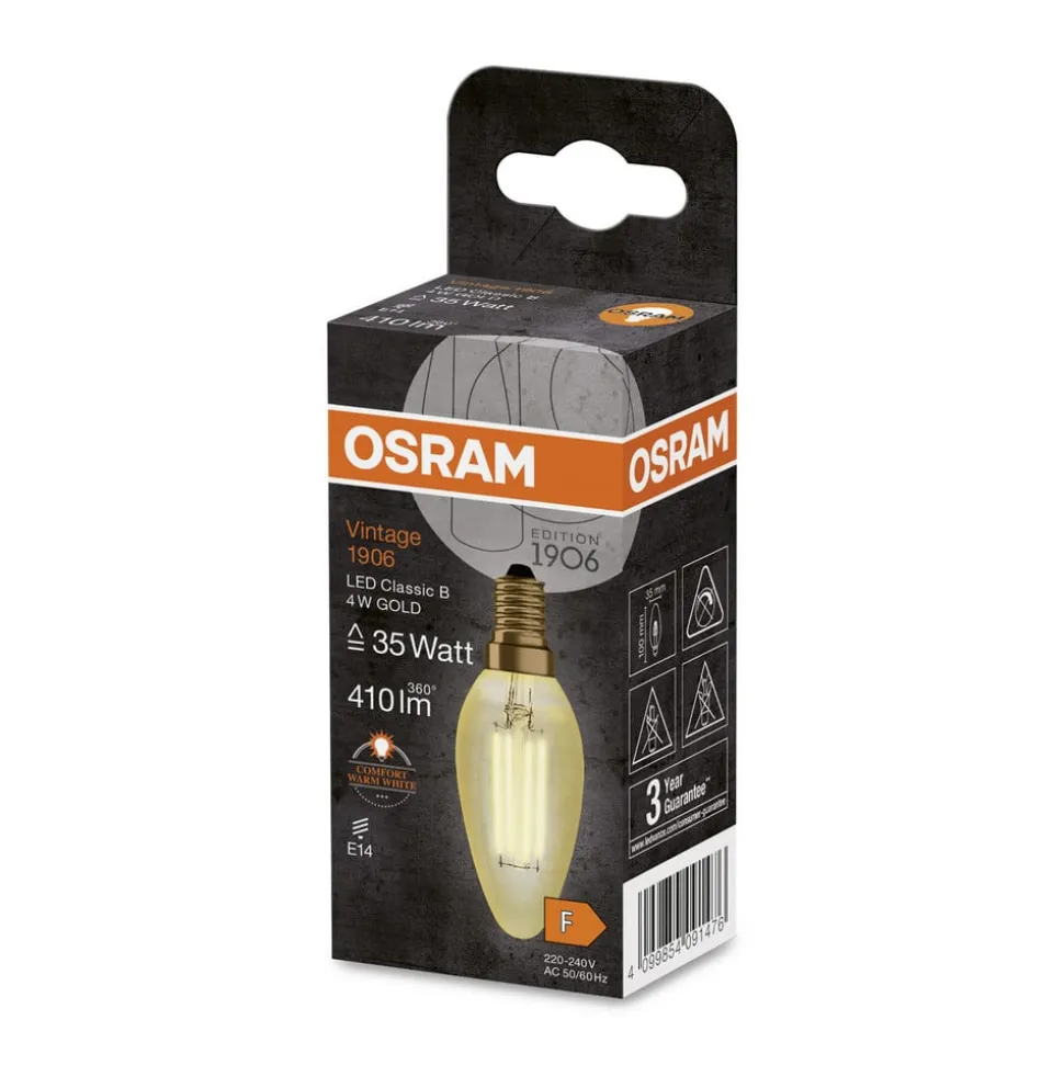 OSRAM filament kertepære Vintage 1906, E14 Filament 4W 824 gold