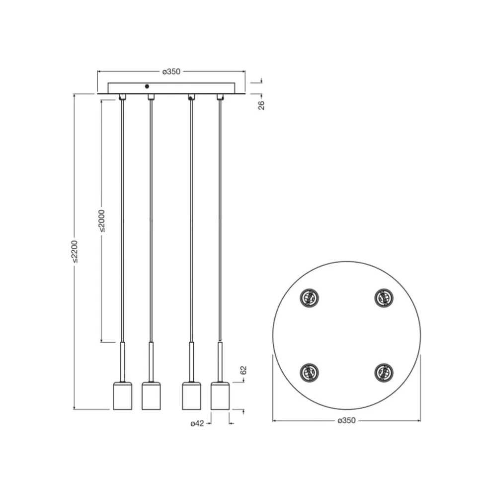 OSRAM hængelampe Decor Needle Plate beige, stål, 4 lyskilder, E27