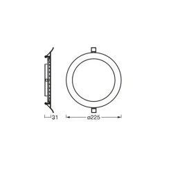 OSRAM indbygget loftlampe med LED SLIM, Ø 23 cm, 3.000 K, hvid