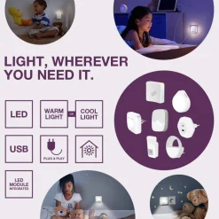 OSRAM LED-batteridrevet natlampe NIGHTLUX CLOCK, hvid, ur, CCT