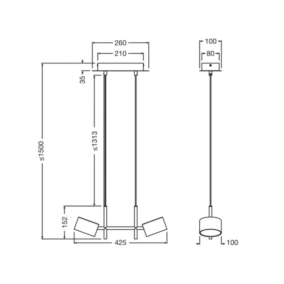 OSRAM LED-hængelampe Decor Kyoto, 2 lyskilder, sort, dæmpbar