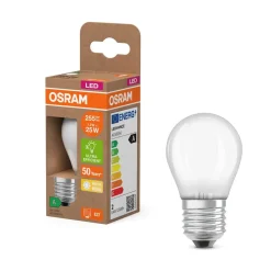 OSRAM LED-pære dråbe E27 1,2W mat 2.700K 255lm