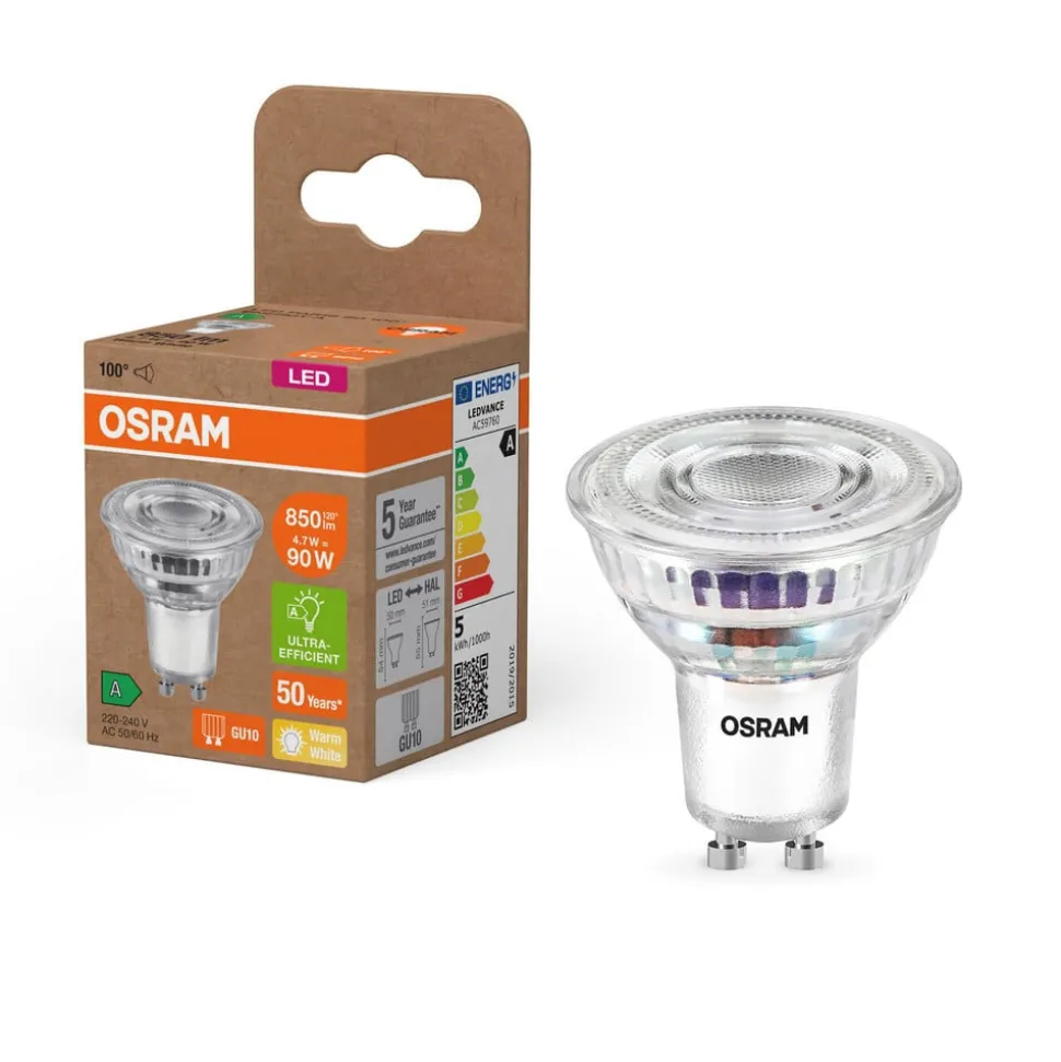 OSRAM LED-pære PAR16 reflektor GU10 4,7W 100° 2,700K