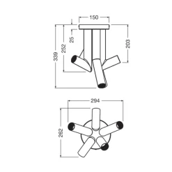 OSRAM loftlampe Decor Straw, 5 lyskilder, stål, farvet, E27