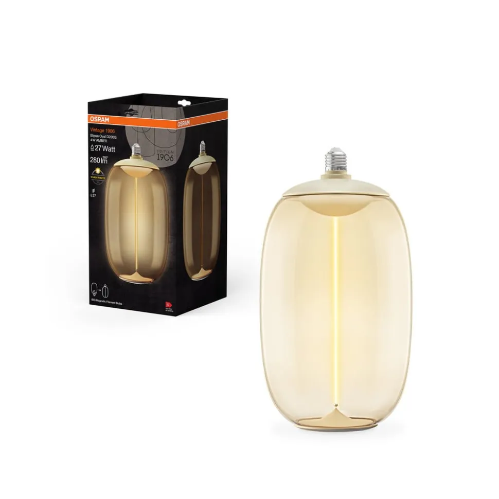 OSRAM Vintage 1906 Big Elipse Oval, ravgul E27 827 glødetråd