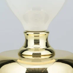 Ovum bordlampe, hvid/guldfarvet, højde 48 cm, keramik/chintz