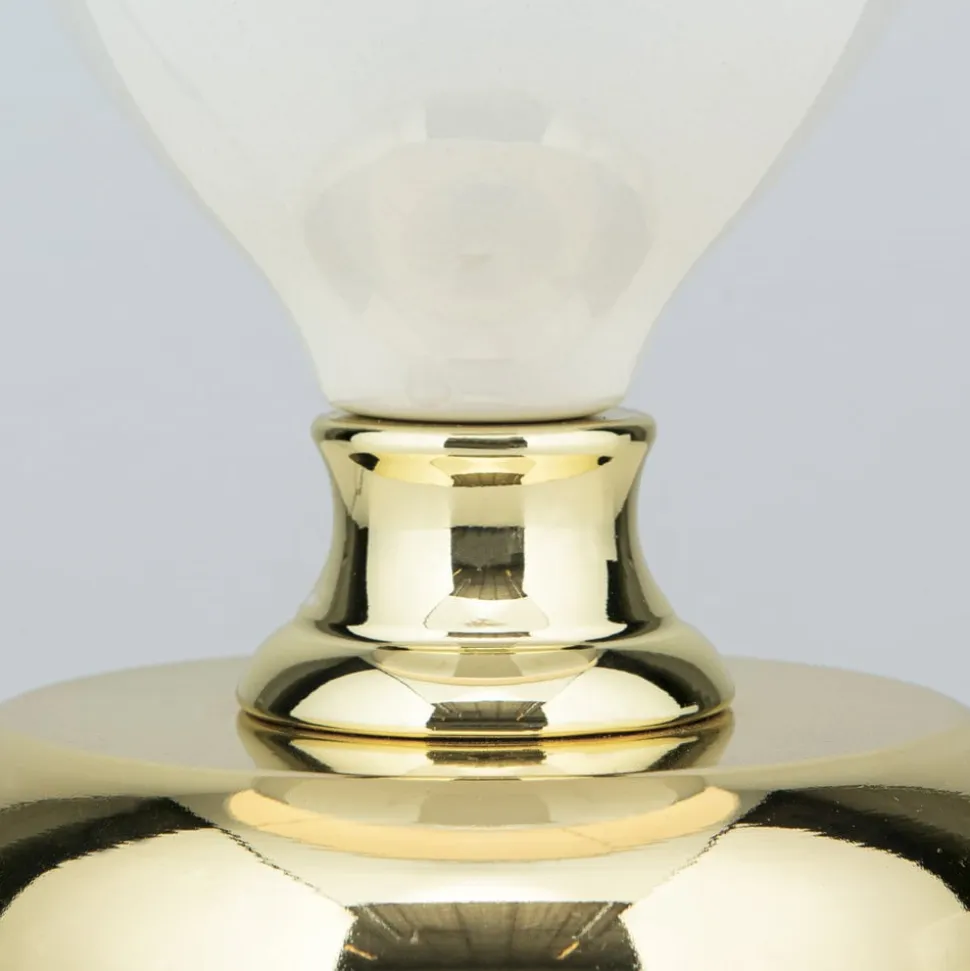 Ovum bordlampe, hvid/guldfarvet, højde 48 cm, keramik/chintz