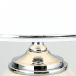 Ovum bordlampe, hvid/krom, højde 48 cm, keramik/chintz