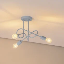 Oxford loftlampe, Ø 44 cm, lyseblå, metal, 3 lyskilder