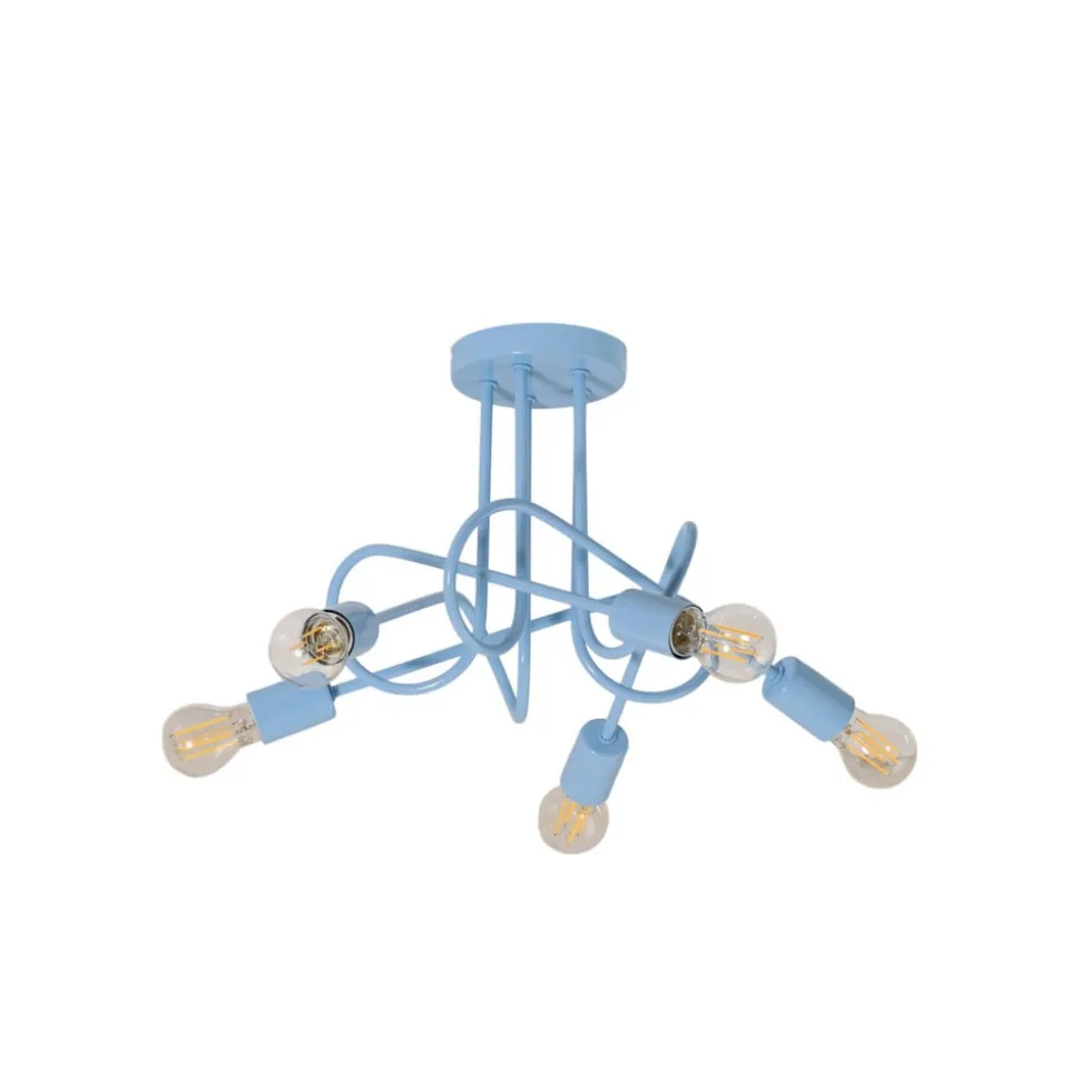 Oxford loftlampe, lyseblå, Ø 47 cm, metal, 5 lyskilder