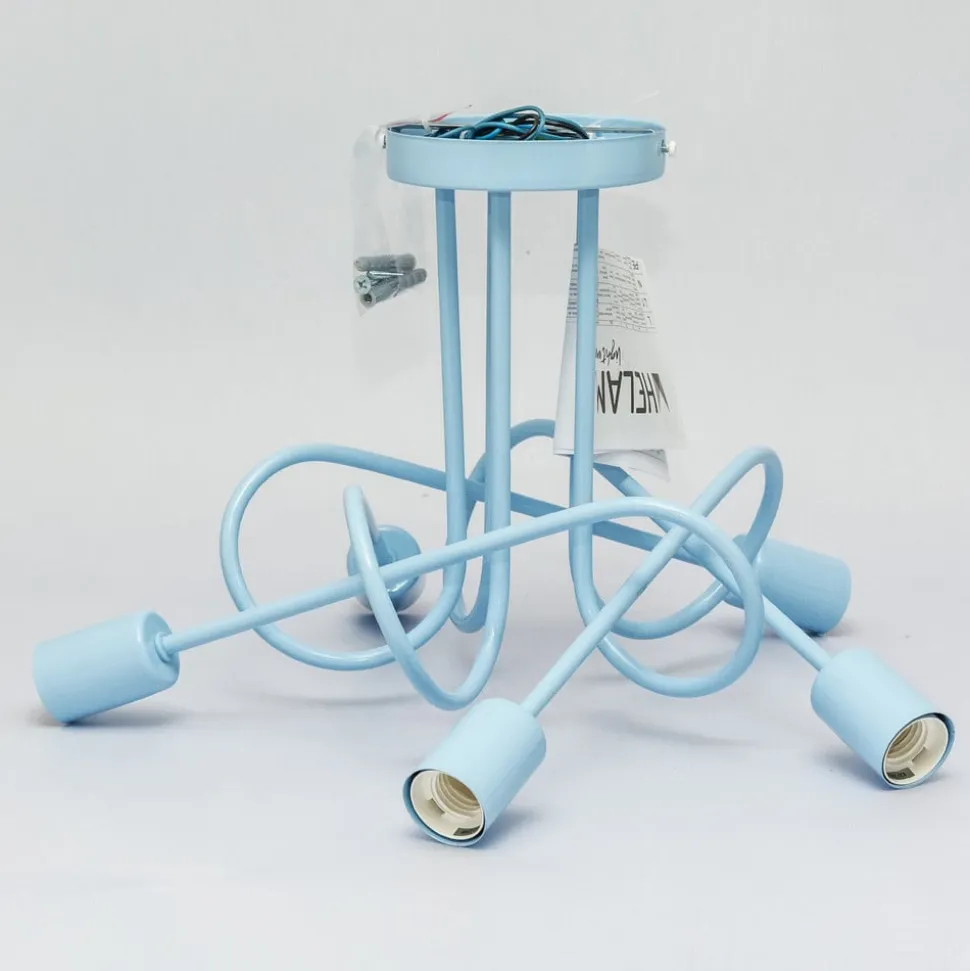 Oxford loftlampe, lyseblå, Ø 47 cm, metal, 5 lyskilder