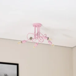 Oxford loftlampe, lyserød, Ø 47 cm, metal, 5 lyskilder