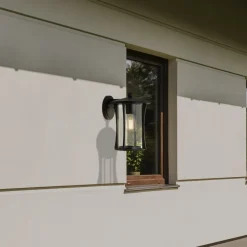 Pagoda udendørs væglampe, IP44, sort, metal, E27