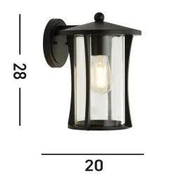 Pagoda udendørs væglampe, IP44, sort, metal, E27