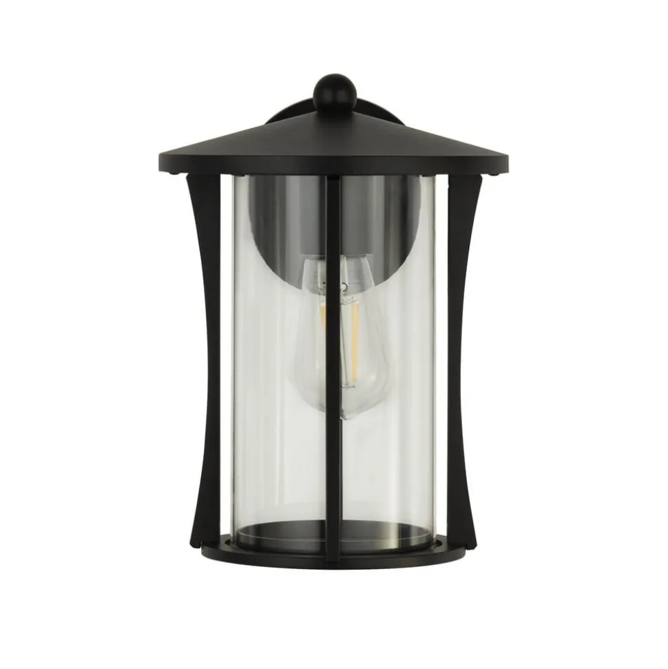 Pagoda udendørs væglampe, IP44, sort, metal, E27