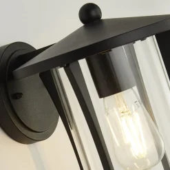 Pagoda udendørs væglampe, IP44, sort, metal, E27