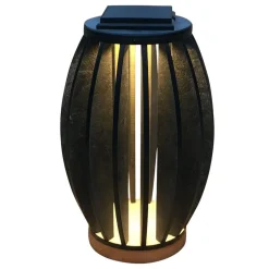 Pastek LED-solcellelampe af teaktræ med sensor