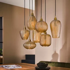 Pattern hængelampe af brunt glas, 7 lyskilder