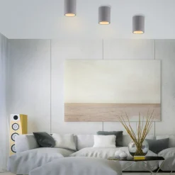 Paul Neuhaus Eton loftlampe, grå, beton, Ø 11 cm, GU10