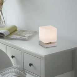 Paul Neuhaus LED-bordlampe Dadoa, stål, glas, dæmpbar