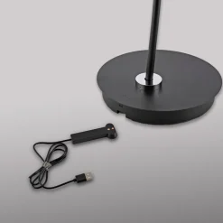 Paul Neuhaus LED-gulvlampe Akku-Bente, sort, CCT, USB-C