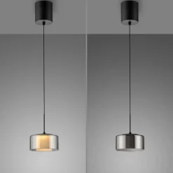 Paul Neuhaus LED-hængelampe Rika, Ø 15 cm, glas, dæmpbar