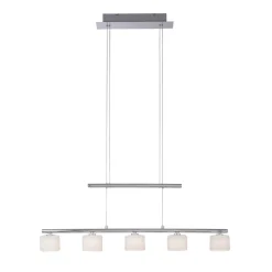 Paul Neuhaus LED-hængelampe Hydra, stålfarvet, glas, 80 cm