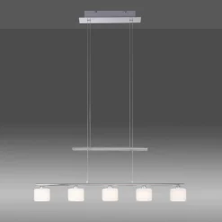 Paul Neuhaus LED-hængelampe Hydra, stålfarvet, glas, 80 cm