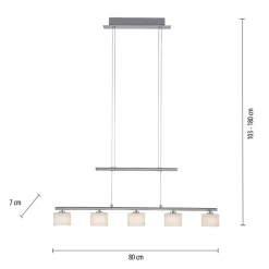 Paul Neuhaus LED-hængelampe Hydra, stålfarvet, glas, 80 cm