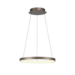 Paul Neuhaus LED-hængelampe Hoop, brun, Ø 57 cm, dæmpbar