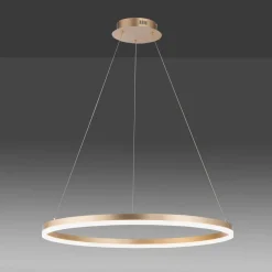 Paul Neuhaus LED-hængelampe Titus, Ø 80 cm, messing, dæmpbar