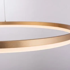 Paul Neuhaus LED-hængelampe Titus, Ø 80 cm, messing, dæmpbar