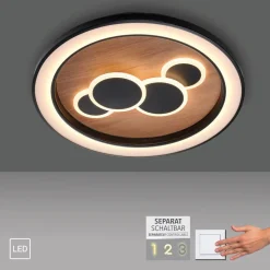 Paul Neuhaus LED-loftlampe Eliza, olieret eg, Ø 60 cm