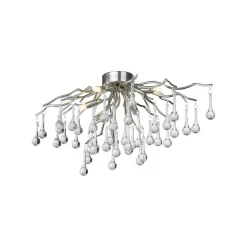 Paul Neuhaus loftlampe Icicle, glaspendel, 4 lyskilder, sølv