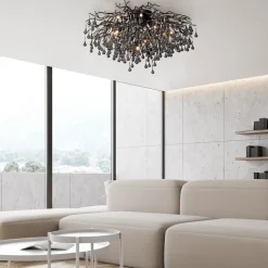 Paul Neuhaus loftslampe Icicle, 14 lys, sort