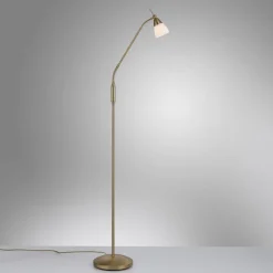 Paul Neuhaus Pino gulvlampe, antik messing, 163 cm, dæmpbar