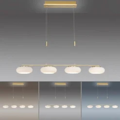 Paul Neuhaus Q-ETIENNE LED-hængelampe 4 lk messing