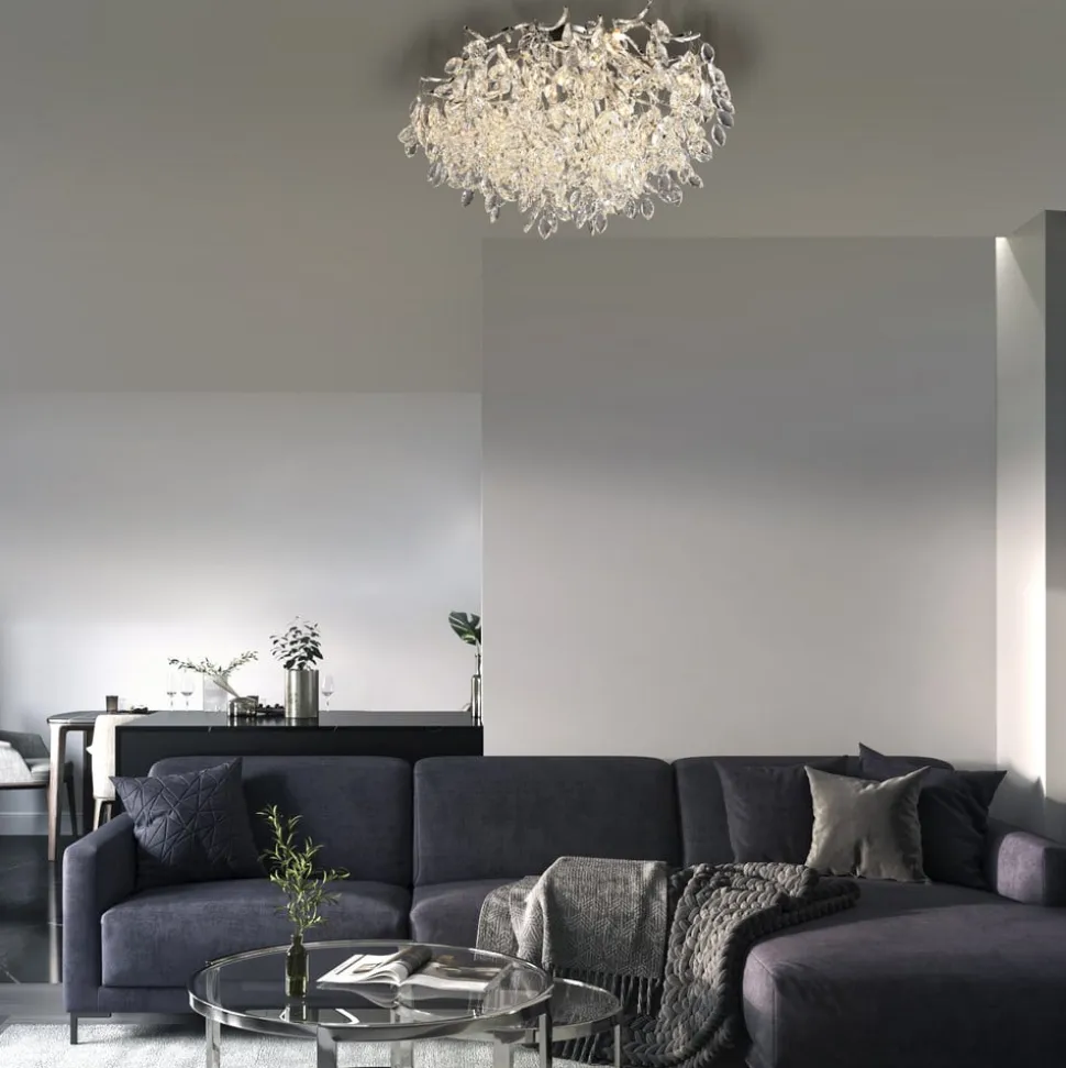 Paul Neuhaus Ricicle loftslampe, krystalpendel, Ø 60 cm