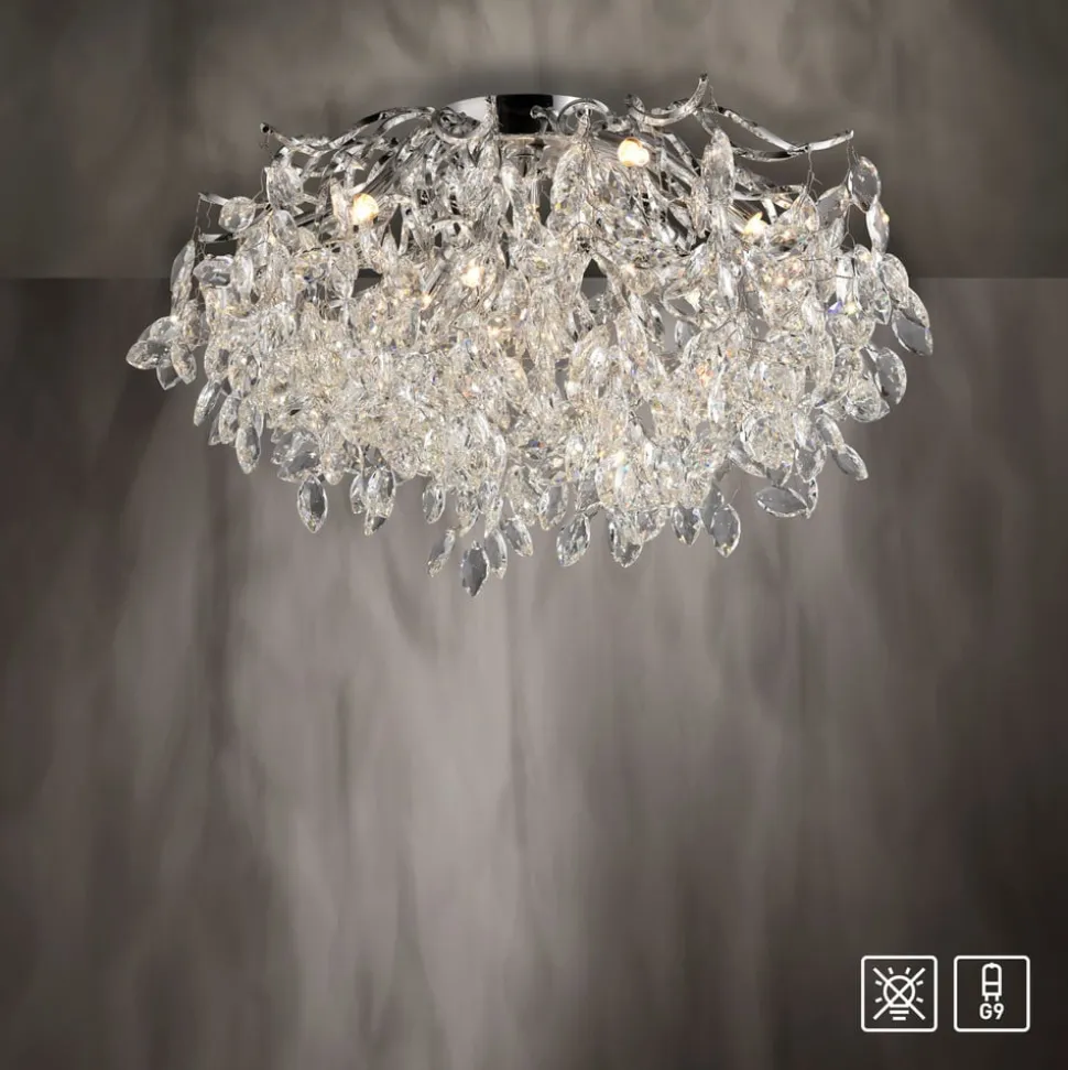 Paul Neuhaus Ricicle loftslampe, krystalpendel, Ø 60 cm